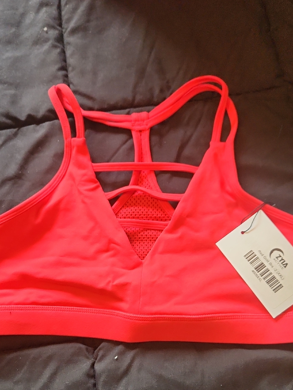ZYIA Strappy V-Neck Sports Bra - Red